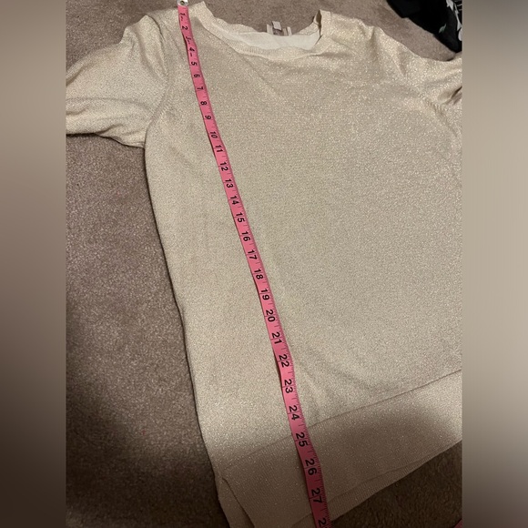 Loft outlet cream/gold metallic detail crew neck sweater XL - Picture 8 of 9